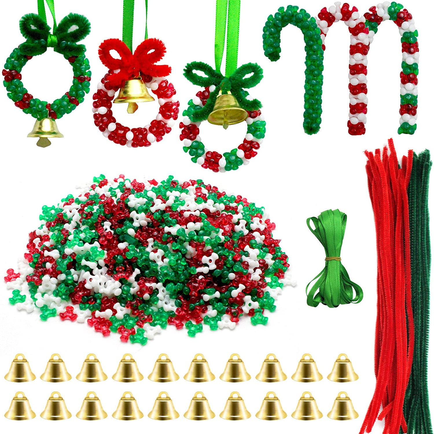 1570 PCS Christmas Beaded Ornament Kit, Christmas Tri-Shaped Beads ...