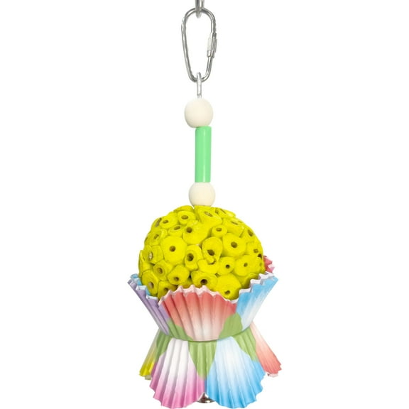 1570 Yellow Rainbow Tutu Chew M&M Bird Toys - Colorful Natural Shredding Hanging Toy