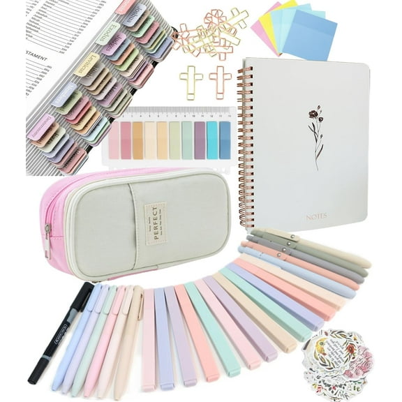 157pcs Bible Study Supplies Complete Bible Journaling Kit, Bible Accessories Set with Journal, Pen Case, Tabs, Tape, Highlighters and Pens No Bleed,Christian Gifts for Women, Bible Study Tools