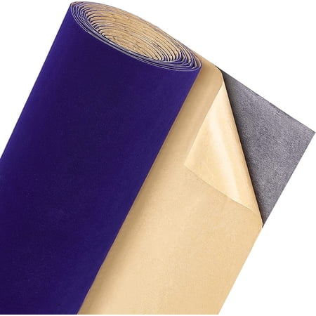 157x9.8inch Dark Blue Self Adhesive Velvet Flock Liner Velvet Fabric for Jewelry Drawer Craft Fabric Upholstery Peel Sticker(0.8mm thick)