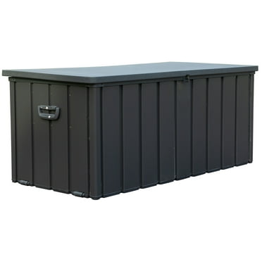 Dolonm 80 Gallon Deck Box, Outdoor Storage Box, Polypropylene Resin,Waterproof Resin Storage Bin With Lockable Lid - Light Coffee Color