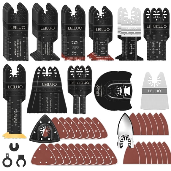 158 Pcs Multitool Blade Kits Cutting and Sandpaper Oscillating Tool Accessories Universal Oscillating Saw Blades with Storage Bag Compatible with and More