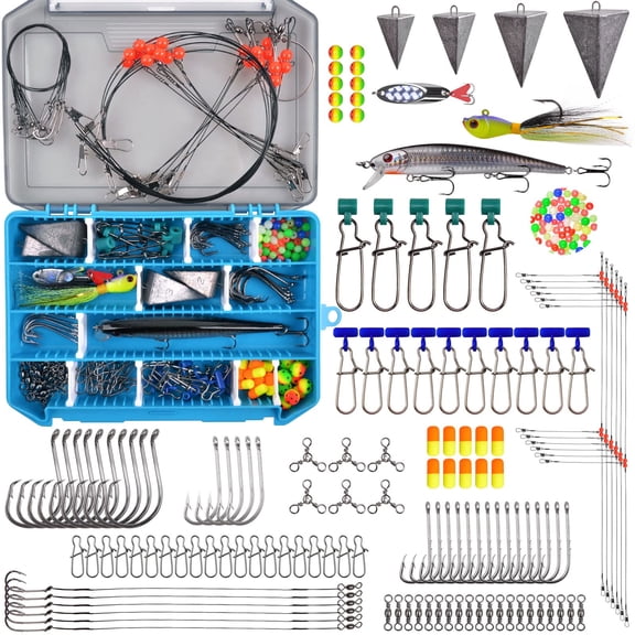 158-Piece Saltwater Surf Fishing Terminal Tackle Kit with Storage Case