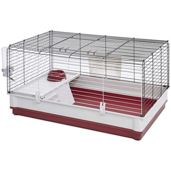 158 Wabbitat Deluxe Rabbit Home, Rabbit Cage, 39.5 L x 23.75 W x 19.75 H Inch, Maroon/White