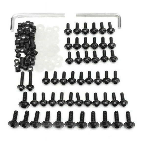 158PCS Universal Motorcycle Fairing Screws Nuts Kit Moto Body Work Bolts Screw for YZF R1 R6 R3 2004- 2008(Black)