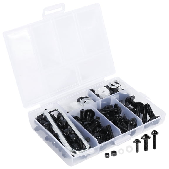 158pcs Black Universal Aluminum Motorcycle Fairing Bolts Bodywork Screws