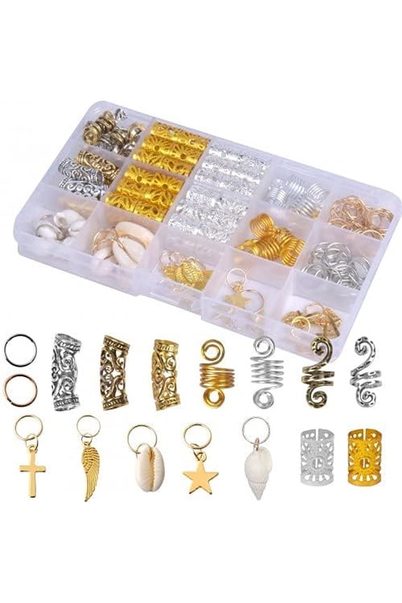 159 Pcs Hair Jewelry Rings Aluminum Dreadlocks Braid Rings Adjustable Hair Cuffs Beads Pendants Hair Clips For Braids Decoration