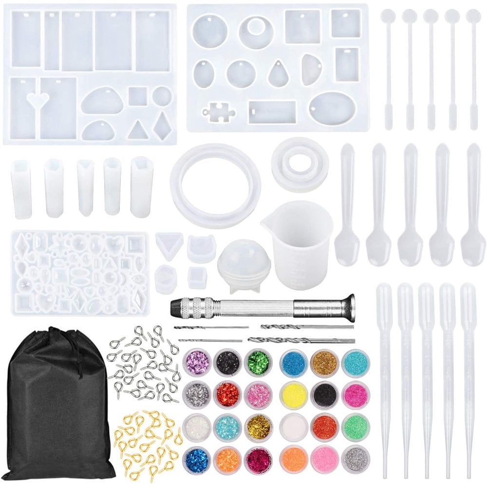 159 pieces resin casting resin silicone mold, jewelry making set for ...