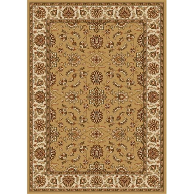 Beige Floral Rectangular Synthetic Easy Care Area Rug