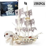 1592PCS Skeleton Ghost Ship Building Blocks Storm Pirate Ship Model Bricks Desktop Decoration Ornaments Puzzle Toys Idea Gifts