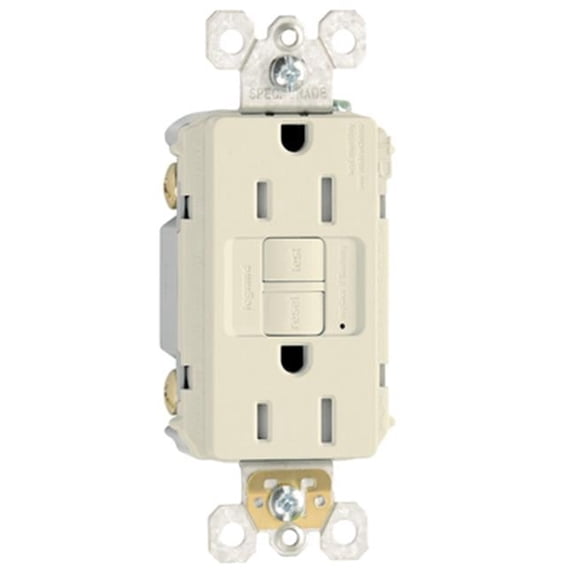 1597TRLACC4 Self Testing GFCI Receptacle, 15A, Light Almond