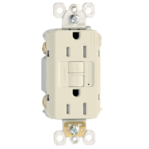 1597TRLACC4 Self Testing GFCI Receptacle, 15A, Light Almond