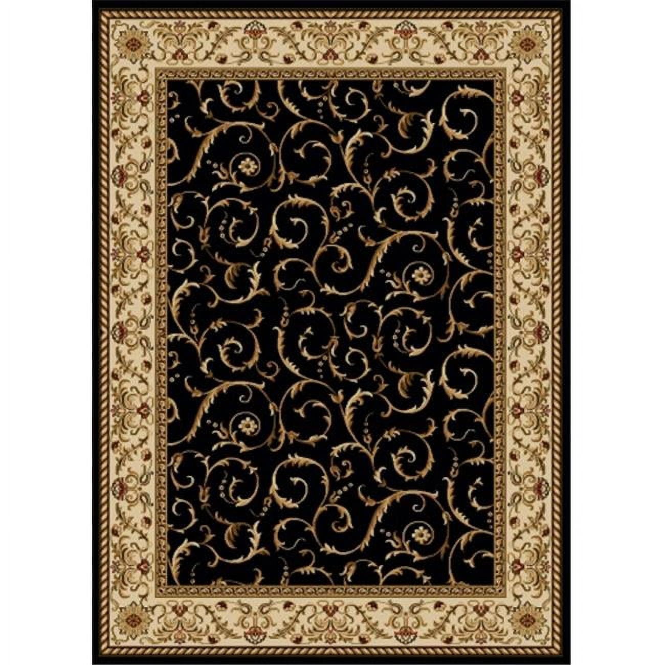 Black and Beige Synthetic Rectangular Area Rug, 3' x 5'