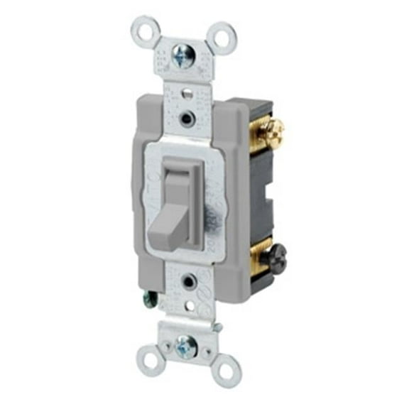 15A, 120 & 277V Commercial Grade AC Quiet 3-Way Toggle Switch - Gray