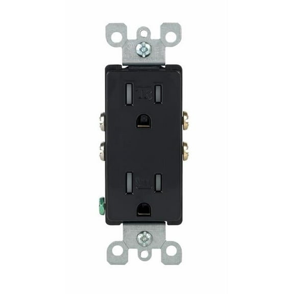 15A 125V Duplex 5-15R Outlet, Black