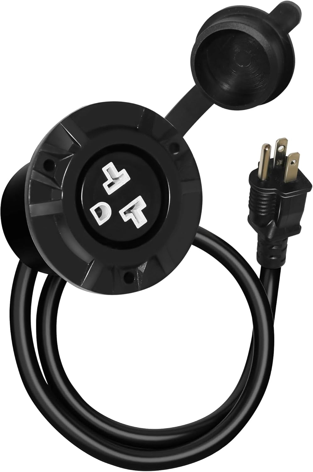 15A/20A Weatherproof Outdoor Power Outlet, Receptacle Outlet,125 Volt NEMA 5-15R, Outdoor Electrical Outlet with Integrated 20-Inch Outdoor Extension Cord 12AWG, Outdoor Outlet Cover