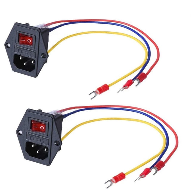 15A 250V Rocker Switch On/Off Power Socket Inlet Module Plug 10A Fuse ...