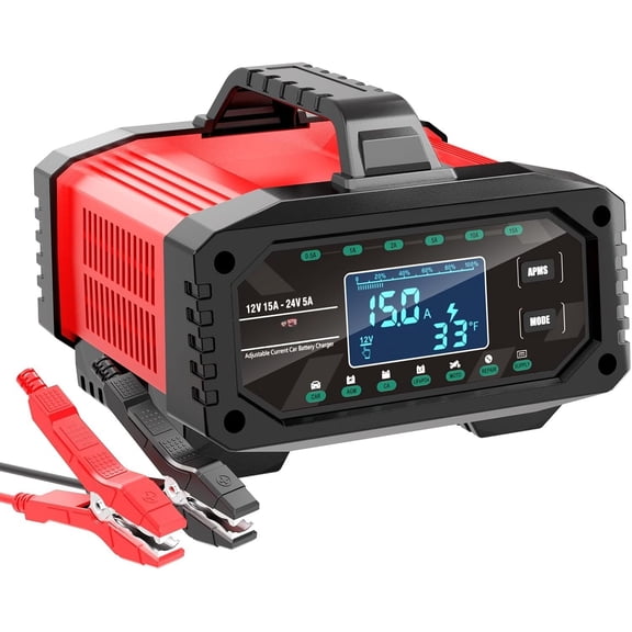 15A , Adjustable Current ,12V/24V LiFePO4 Lead Acid Trickle , Desulfator with Temperature Compensation for AGM, STD, , Deep Cycle