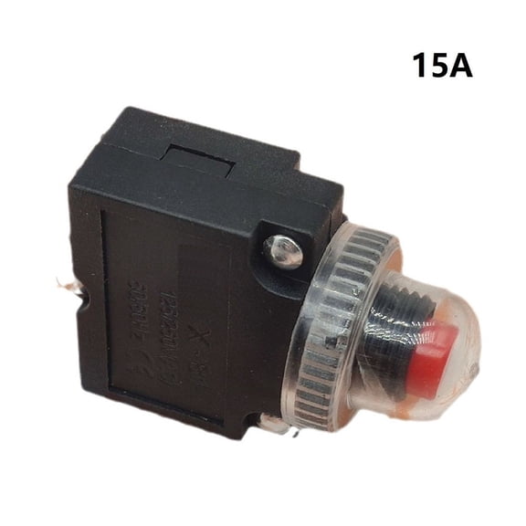 15A Circuit Breaker With Cover, 125/250V Overload Protection Reset Switch Fuse, DIN Rail Mount For Motor Air Compressor