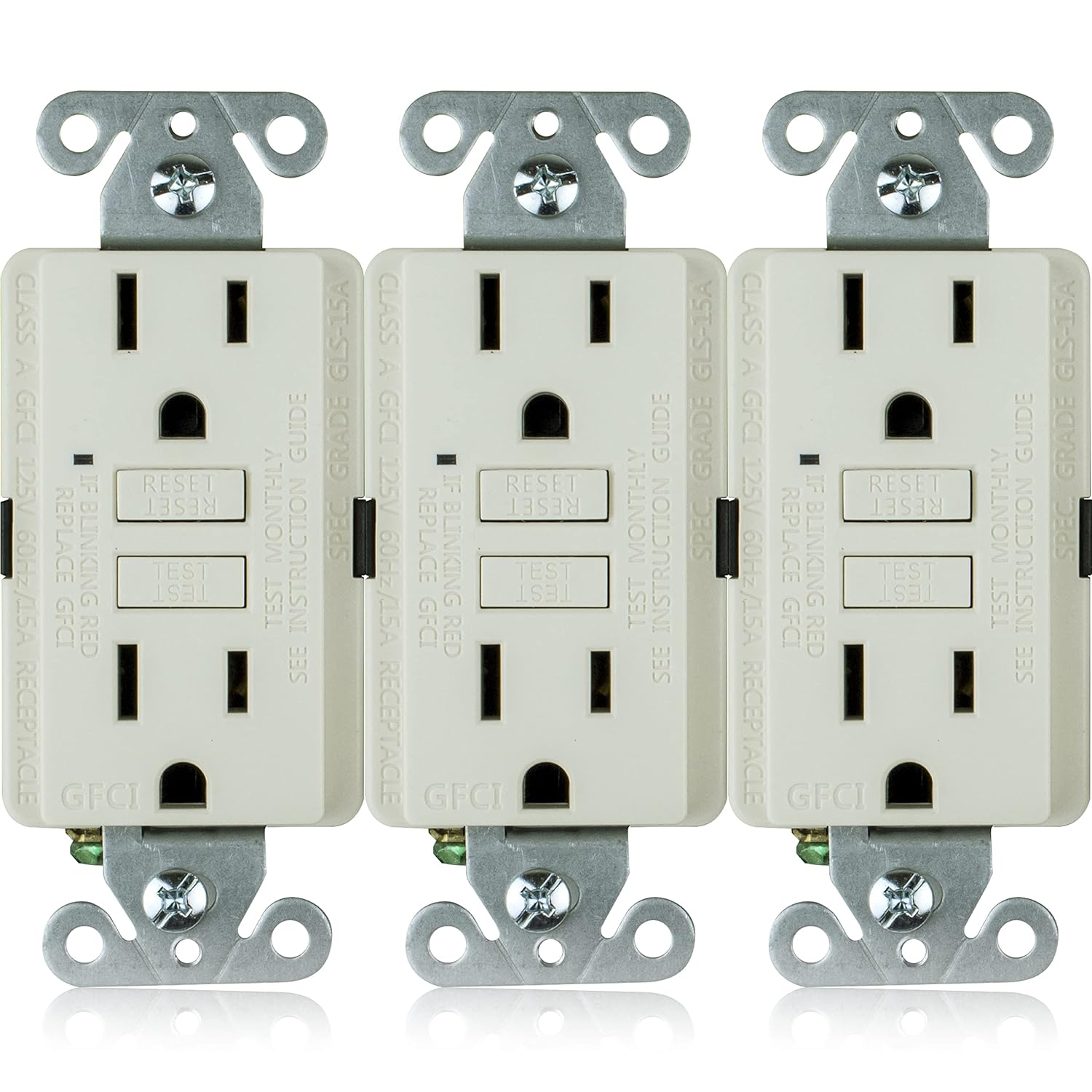 15A GFCI Outlets, NonTamperResistant GFI Duplex Receptacles With LED