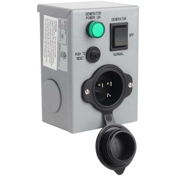 15A Manual Generator Transfer Switch, Pre Punched Knockouts,125V Weatherproof NEMA 5-15P Inlet Circuit Breaker for Generators Indoor and Outdoor Use, ETL Listed$$Garden & Patio