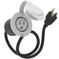 thumbnail image 1 of 15A Weatherproof Outdoor Power Outlet by Journeyman-Pro 15 Amp 125 Volt NEMA 5-15R Receptacle Kit with Integrated 20" Extension Cord + Waterproof Rubber Cover (GCR1-WHITE), 1 of 11