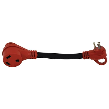 Valterra A10-1530HVP Mighty Cord 12" Adapter Cord w/Handle - 15AM to 30AF, Red (Carded)