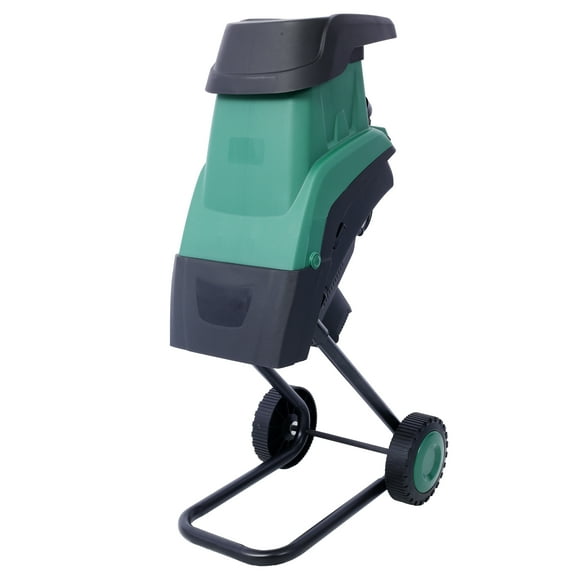 15Amp Electric Wood Chipper/Shredder with Wheels Electric Garden Shredder Portable Chipping Corded Electric Yard Waste Shredding Machine with Collection Bag , Double Sided Blade System, Auto Shut-Off