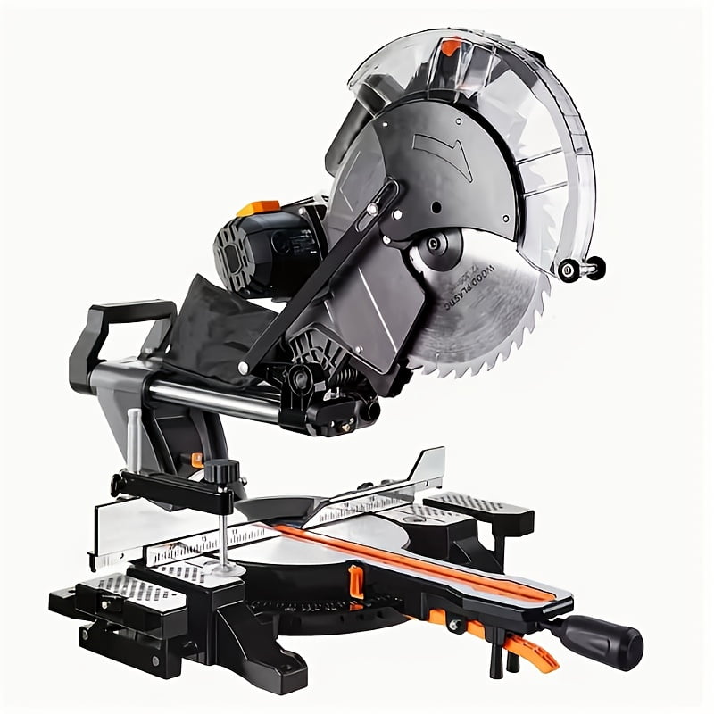 15Amp Sliding Compound Miter Saw, 12" Blade, 3800RPM, Double-Bevel 45° & Dual Miter 45°, Max 13.2"x4.1" Cutting, Dado Slot, 9 Positive Stops, Ideal For Woodworking Projects