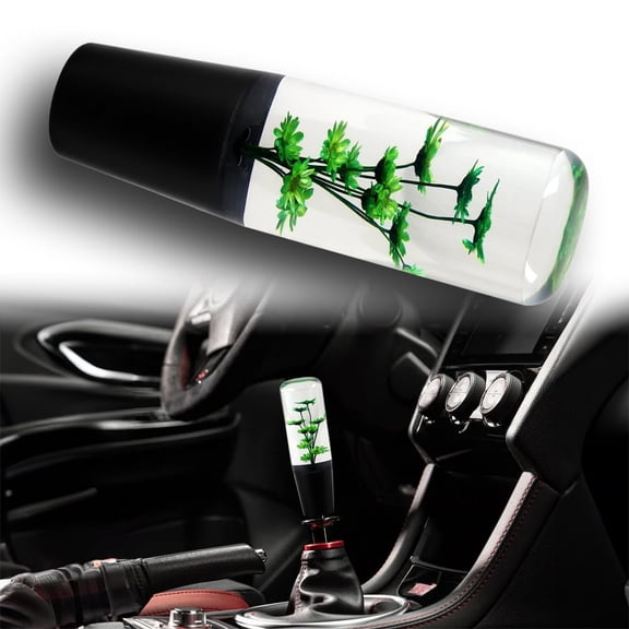 15CM JDM Clear Real Flowers Manual Gear Stick Shift Knob Lever Shifter Head VIP Green