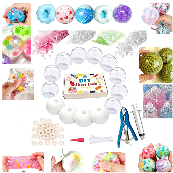 15CPS DIY Crunchy Squishy Making Kit , Slow Rising Stress Ball Squishy, Stress Relief Toy for Adults, Focus & Relaxation