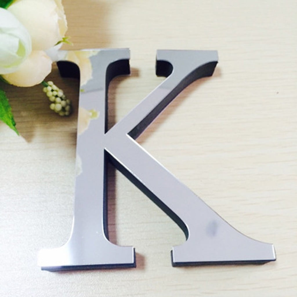 15Cm Silver Acrylic Mirror Letter K, Diy 3D Wall Sticker Decal Home ...