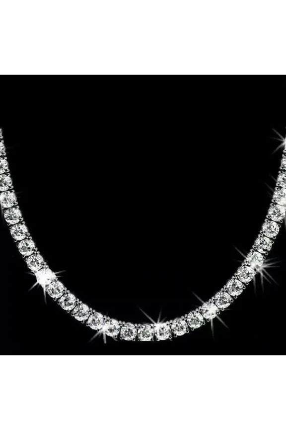 15Ct Lab Created Round Cut Diamond 3MM Tennis Necklace 14K White Gold Plated