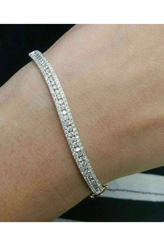 15Ct Round Cut Lab Created Diamond Tennis Bracelet 14k Yellow Gold Plated Silver