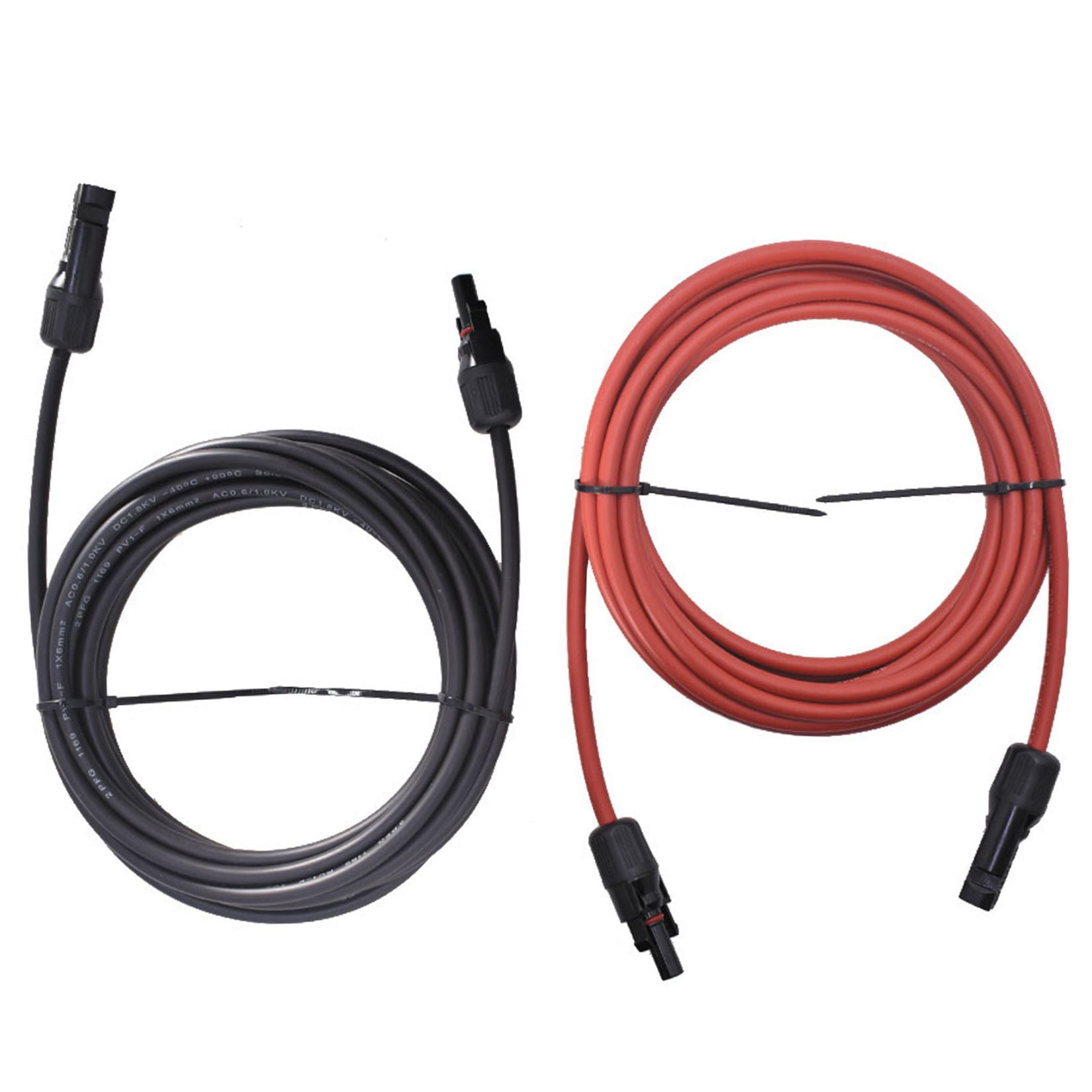 15FT 10AWG Solar Panel Cable Wire Connector 56/52 Tinned Copper Wire Black and Red Solar Extension Cable with Female and Male Connectors