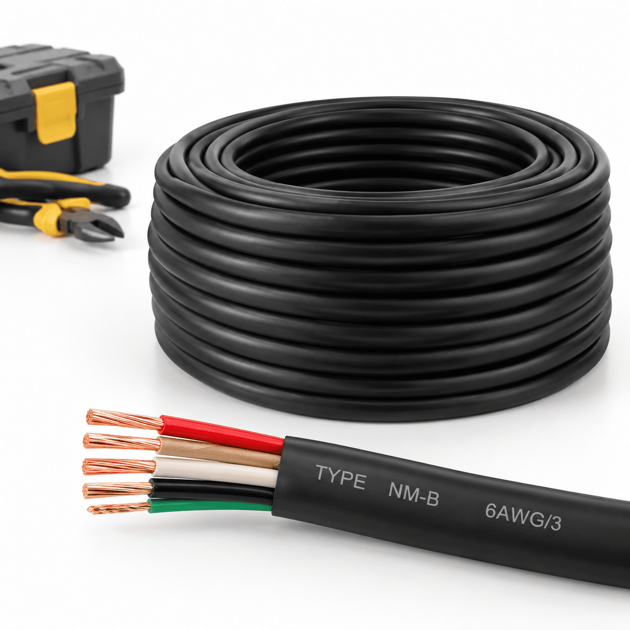 15FT 6AWG/3 Black Non-Metallic Sheathed Electrical Wire with Ground ...