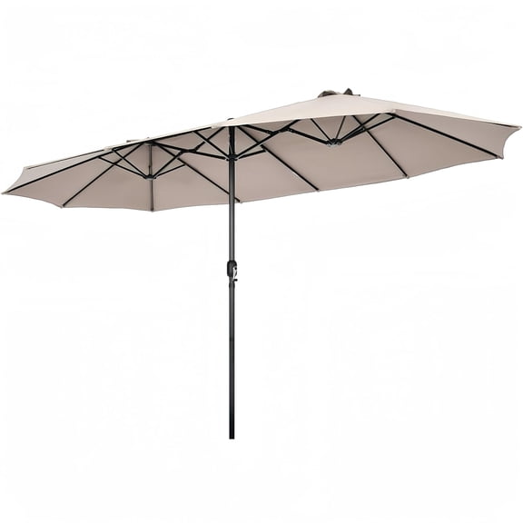 15FT Double-Sided Patio Umbrella – Large Outdoor Market Umbrella with Crank, UV Protection, Water-Resistant Fabric for Backyard, Garden, Pool (Base Not Included)