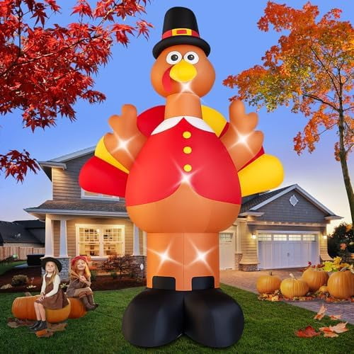 15FT Giant Thanksgiving Inflatables Turkey Outdoor Decorations Fall ...