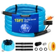 SPEEDWOW Heated RV Water Hose 15ft - Freeze Protection -45°F, 450PSI Heavy Duty, Energy-Saving Thermostat, Easy Install, 5/8" with Storage Bag