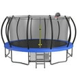 thumbnail image 1 of 15FT Recreational Trampoline, Modern Trampoline with Enclosure Net, Basketball Hoop, Ladder, Metal Bracket Support, Trampoline for Adults, Teens, Children, Blue, 1 of 8