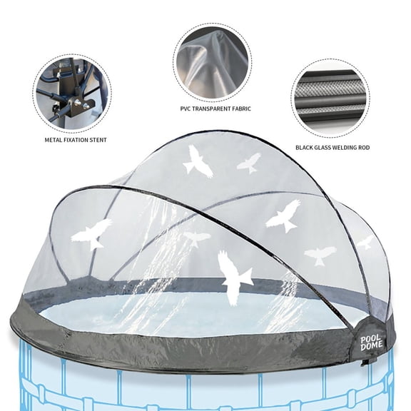 15FT Round Multifunctional All-Weather Pool Dome Enclosure for Outdoor Above-Ground Pools, Keeps Water Clean & Warm, Compatible with 15-Foot Round Frame Pools, Black & White