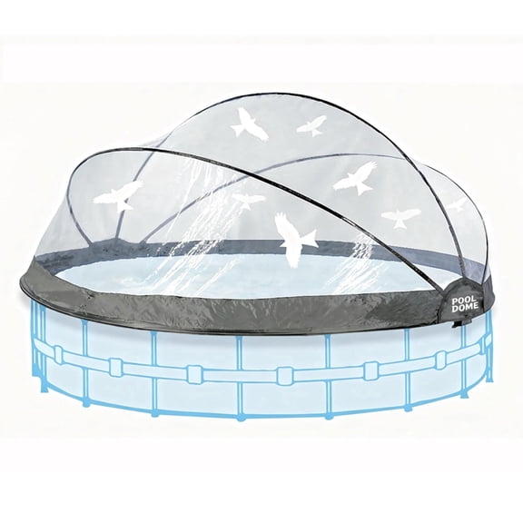 15FT Round Pool Dome Cover, Transparent PVC Above-Ground Pool Enclosure, All-Weather Pool Cover for Outdoor Pools