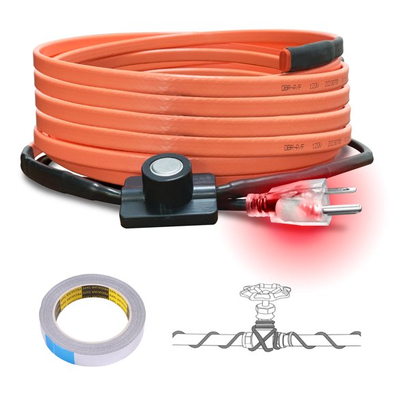 15FT Self-Regulating Trace Cable For Home Roof, RV And Water Pipe Freeze Protection