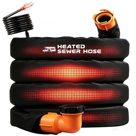 15FT Sewer Hose with Heated Sleeve Avoid Freezing at -45°F, Blue Rv Sewer Hose kit ,Sewer Hose for Rv Camper/Rv Accessories