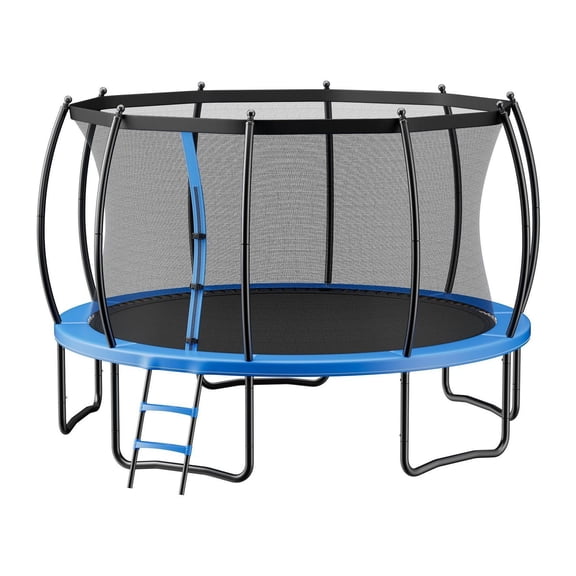 15FT Trampoline with Enclosure Net, 470lbs Capacity - Outdoor Recreational Trampoline for Kids & Adults, Thickened Safety Pad & Anti-Rust Frame