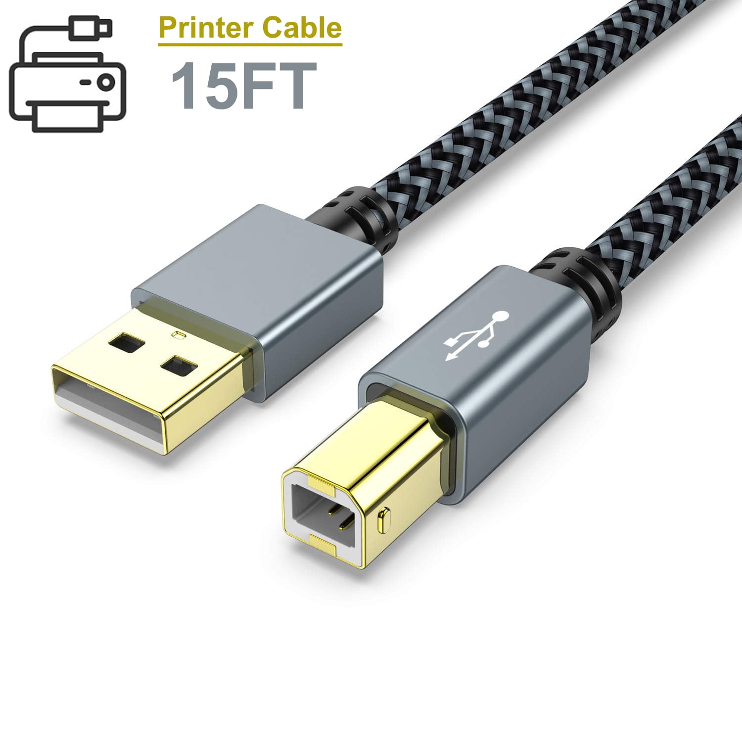 15FT USB Printer Cord, XUDUO Printer Cable USB Type A Male to B Male