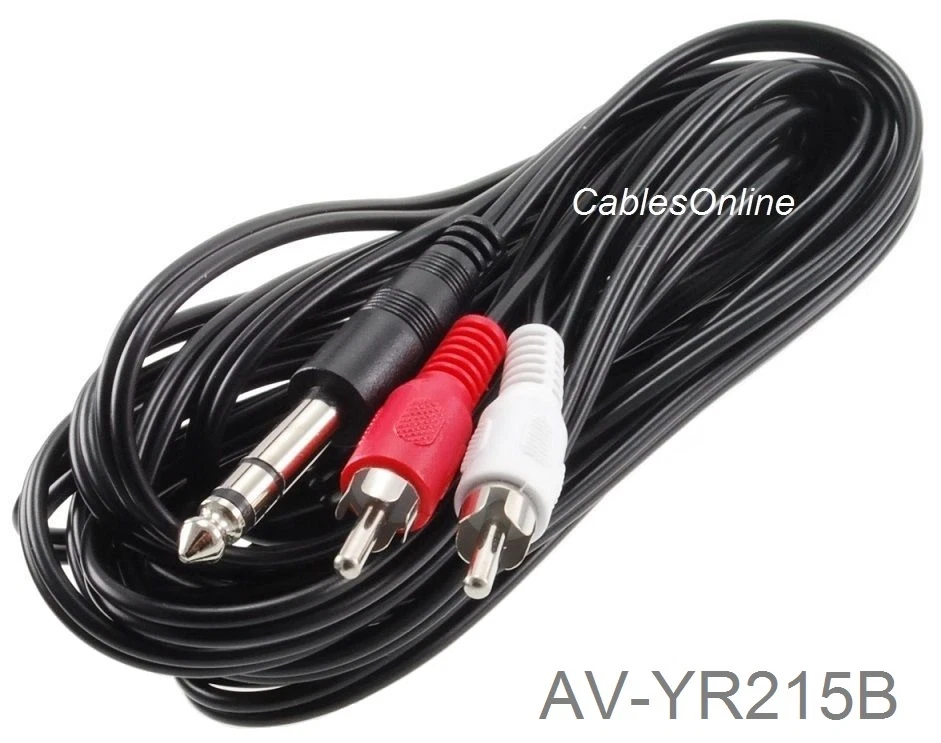 15Ft 1/4" Trs Stereo Male To 2-Rca (Left/Right) Male Audio Cable, Av-Yr215B