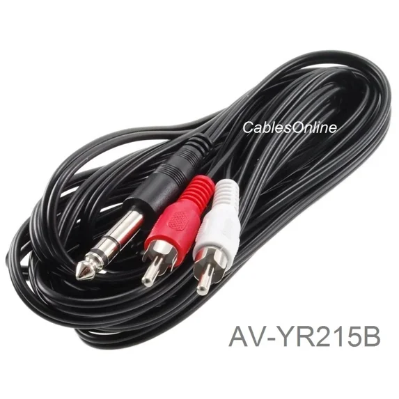 15Ft 1/4" Trs Stereo Male To 2-Rca (Left/Right) Male Audio Cable, Av-Yr215B