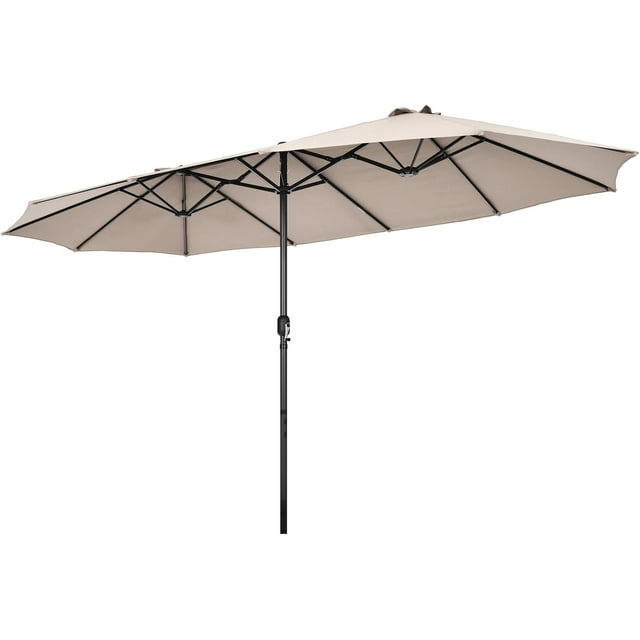 15Ft DoubleSided Patio Umbrella, Outdoor Extra Large Umbrella W/Hand