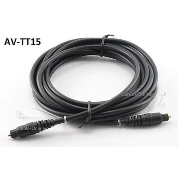 15Ft Fiber Optical Toslink To Toslink Digital Audio Cable / Cord, Av-Tt15